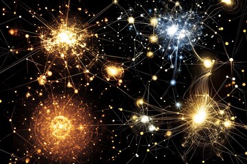 Obraz premium Abstract Network Connection Background with Glowing Nodes and Lines for Science and Technology