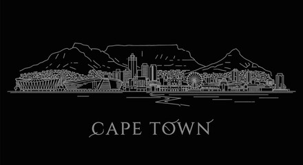 Fototapeta premium Cape Town Skyline Minimalist Cityscape Illustration. (1)