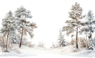 Obraz premium PNG Winter land scape borders scenery nature trees.