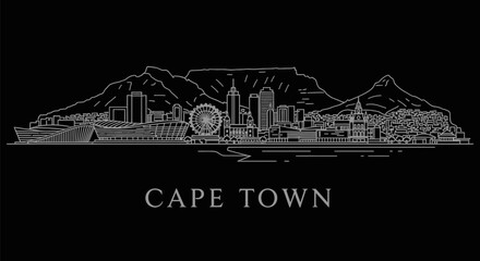 Cape Town Skyline Minimalist Cityscape Illustration.