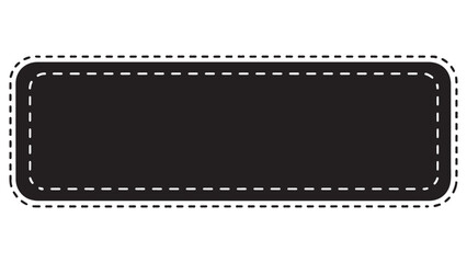 Black rectangle with dashed border, design element, isolated on white background