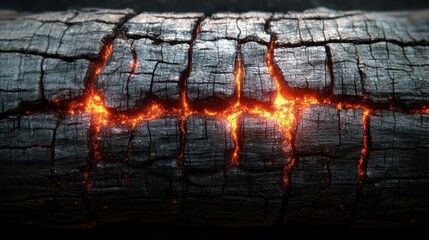 Glowing Embers in Charred Wood
