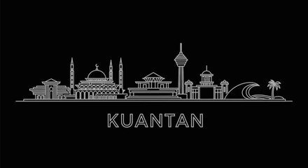 Kuantan with Malaysia Skyline Silhouette with Iconic Landmarks  Minimalist Design.