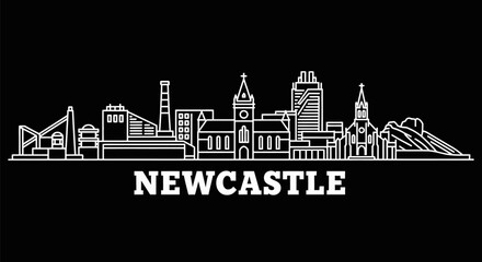 Obraz premium Newcastle Skyline Minimalist Cityscape Vector Art.
