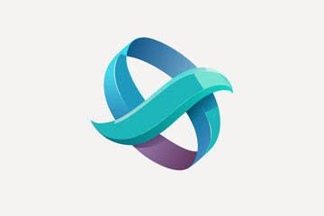 Ribbon Loop Floating with Gradient Color Blend