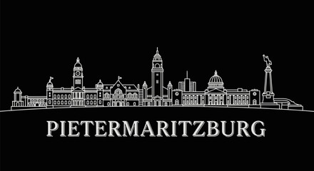 Fototapeta premium Pietermaritzburg Skyline Elegant Cityscape Silhouette.