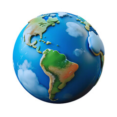 Stylized 3d globe with north and south america visible