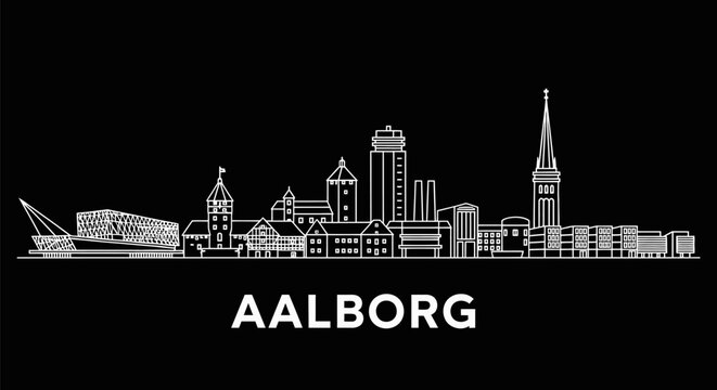 Aalborg Skyline Minimalist Danish Cityscape.