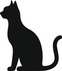 Black Cat Silhouette Vector Set in Sitting Pose