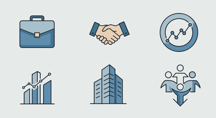 Business Handshake Agreement with City Buildings Pattern