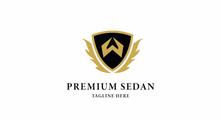 Obraz premium Premium Sedan Car Automotive Shield Logo Design