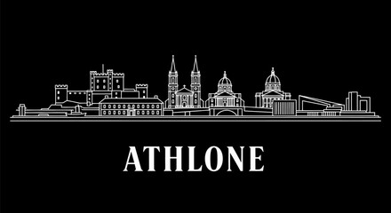Fototapeta premium Athlone Skyline Outline Irish Cityscape in Minimalist Style.
