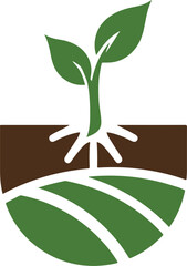 Growing seed logo design template. Fit for wheat farm, natural harvest, agronomy, rural country farming field.