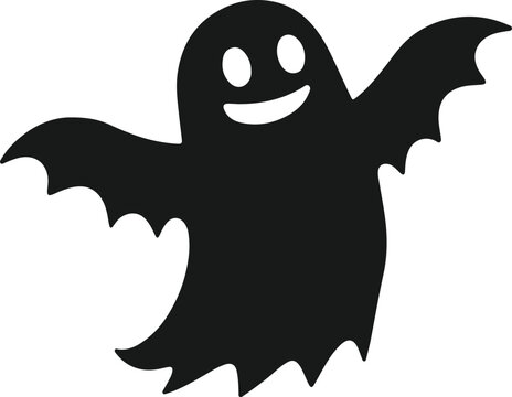 black ghost silhouette with wide arms and happy face