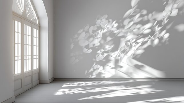 Empty room interior with a window and dark hallway