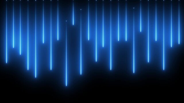Abstract background with neon lights of blue colors glowing perpendicular lines on shiny reflecting stage.Blue light glare beam. A sharp horizontal beam reflection. Sci-fi designs, light transitions