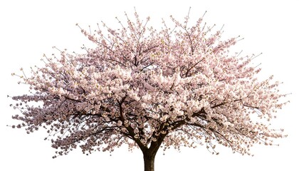 Obraz premium Blooming cherry tree against white
