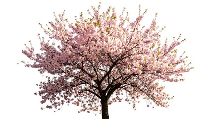 Obraz premium Blossoming cherry tree against white