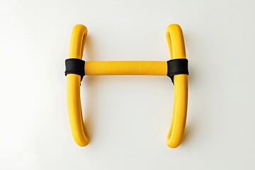 Yellow parallette for gymnastics and calisthenics training on white background for strength workout