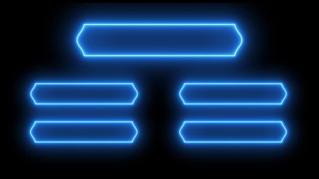 Neon quiz template animation, glowing line style question and answer options, interactive quiz interface on black background