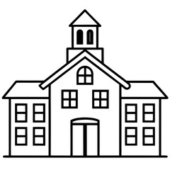 School building line art vector illustration 