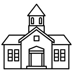 School building line art vector illustration 
