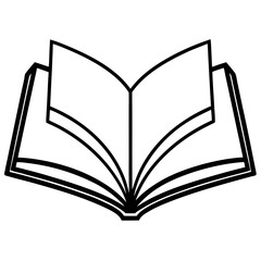 Open book line art vector illustration 