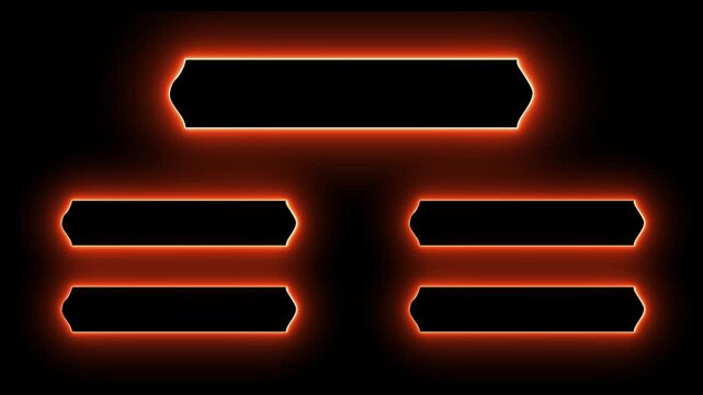 Neon question and answer template, animated quiz interface, glowing options selector on black screen