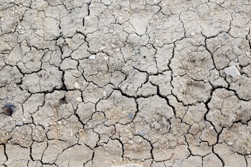 Creative background made of mud cracked by heat

