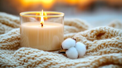 Warm candle, cotton, cozy sweater