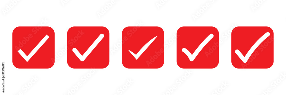 Aufkleber check mark icon, symbol vector. tick mark with checkbox icon. red checkmark sign for app, ui, websit