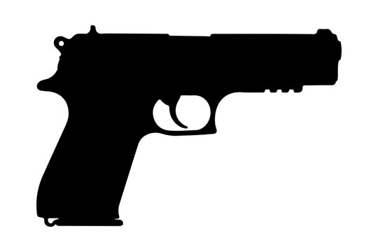 Handgun or pistol silhouette icon vector isolated on transparent background