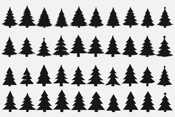 Obraz premium Set of Christmas trees. Various Christmas tree silhouettes—vector silhouette graphic tree element.