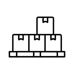 Pallet with boxes for shipping and storage, minimalistic black line drawing