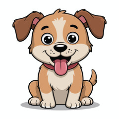 Fototapeta premium A cute cartoon baby bear and puppy smile with happy, fun, and wild animal characters isolated in a cute vector drawing