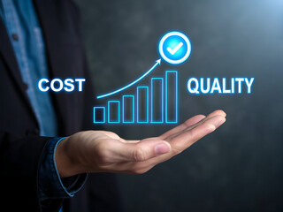 Business growth chart with quality improvement graph