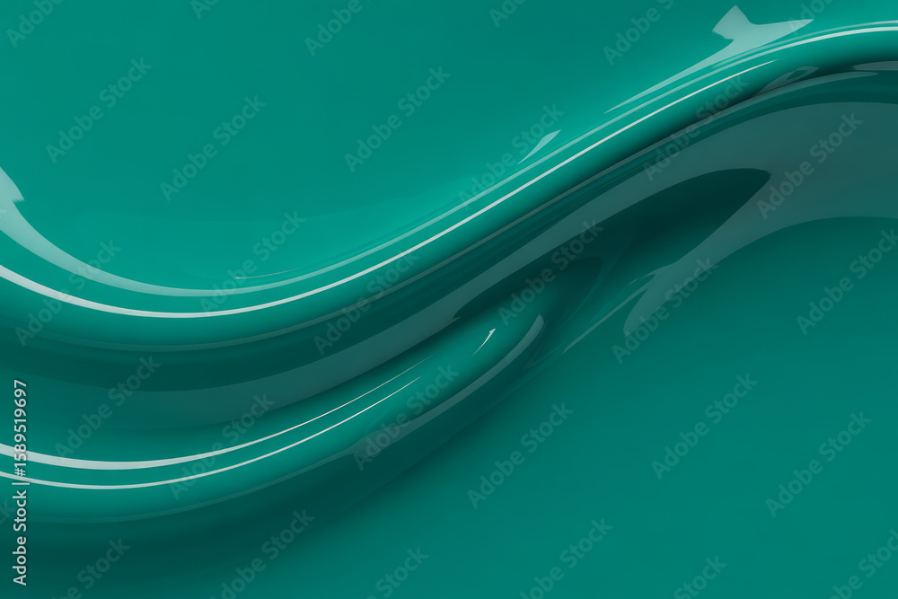 Poster abstract turquoise wave background with smooth lines and reflections for graphic design