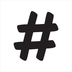 Obraz premium Bold black hashtag symbol on a clean white background