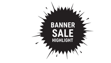 Black banner sale highlight design element on white background