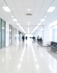 Blur abstract background of corridor in clean hospital. Blurred view of aisle in office with light floor. Blurry lobby and waiting area in hotel. Defocused empty area for event hall in shopping mall.