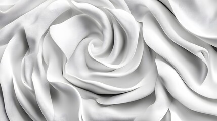 Fototapeta premium Elegant White Silk Fabric Swirls Abstract Background Texture