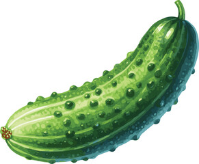 Vector watercolor painted illustration of a cucumber