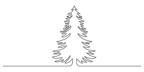 Minimalist single line vector art of a Christmas tree, ideal for winter holiday designs, wall art, or digital greeting templates.