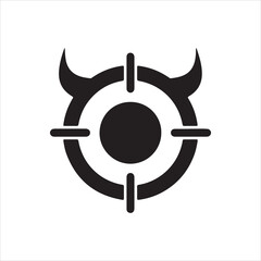 Stylized devil horns integrated with a target reticle symbol