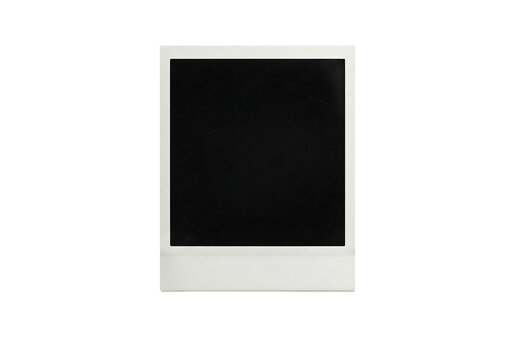 Blank vintage instant photo frame with scratches and dust. Isolated on transparent background, png