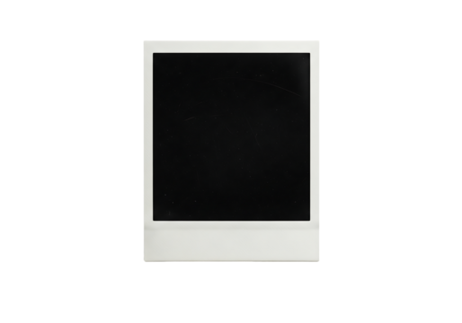 Blank vintage instant photo frame with scratches and dust. Isolated on transparent background, png - Powered by Adobe