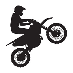 Fototapeta premium Silhouette of a man riding a motorcycle at high speed vector illustration