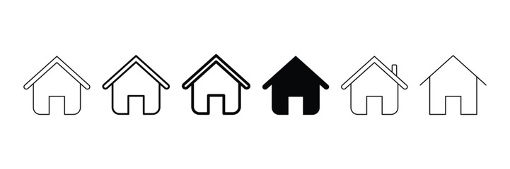 Home icon set collection with simple minimal outline filled stroke variant building element symbol for web and user interface.