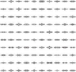 Black horizontal vector scroll ornaments with transparency