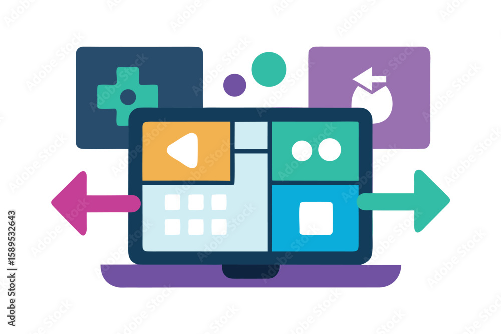 Poster abstract vector graphic representing digital interface design and technology solutions